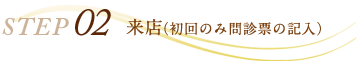 来店（初回のみ問診票の記入）